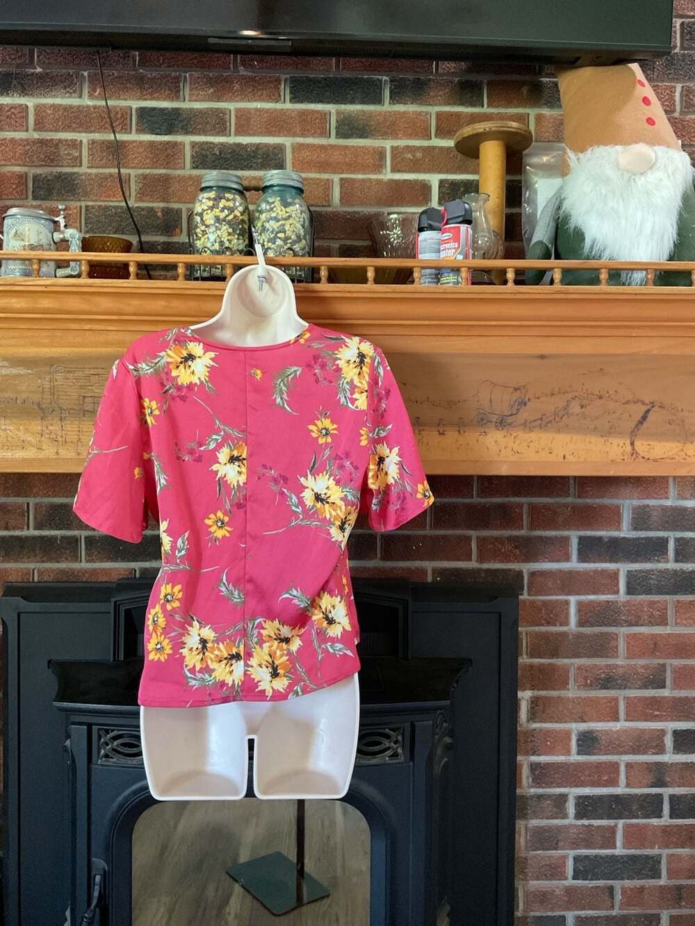 Express Pink Floral Short Sleeve Surplice Wrap Tie Blouse - Picture 2 of 2